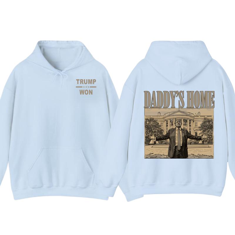 Trummp Daddy's Home 2024 Black Hoodie â€“ Bold Political Statement Design T-Shirts, Sweatshirt | PureTeeCo.com (Image 7)