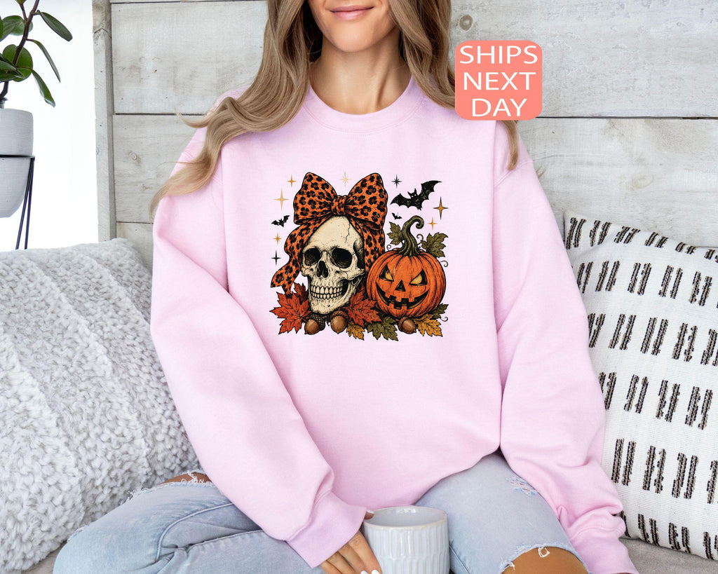 Halloween Skeleton Spooky Pumpkin Sweater Halloween Skull Trick Treat Hoody (3)