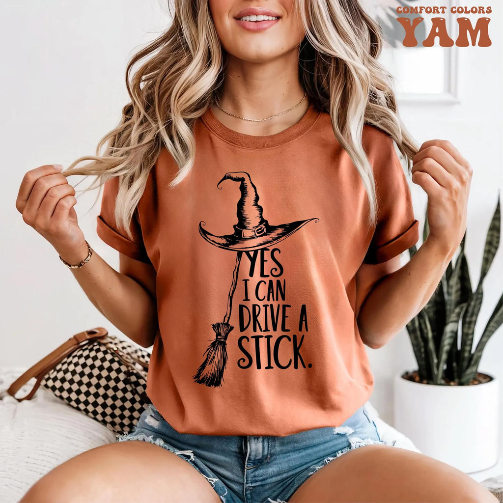 Yes Drive Stick Halloween Witch Tee Spooky Party Halloween Witchy (1)