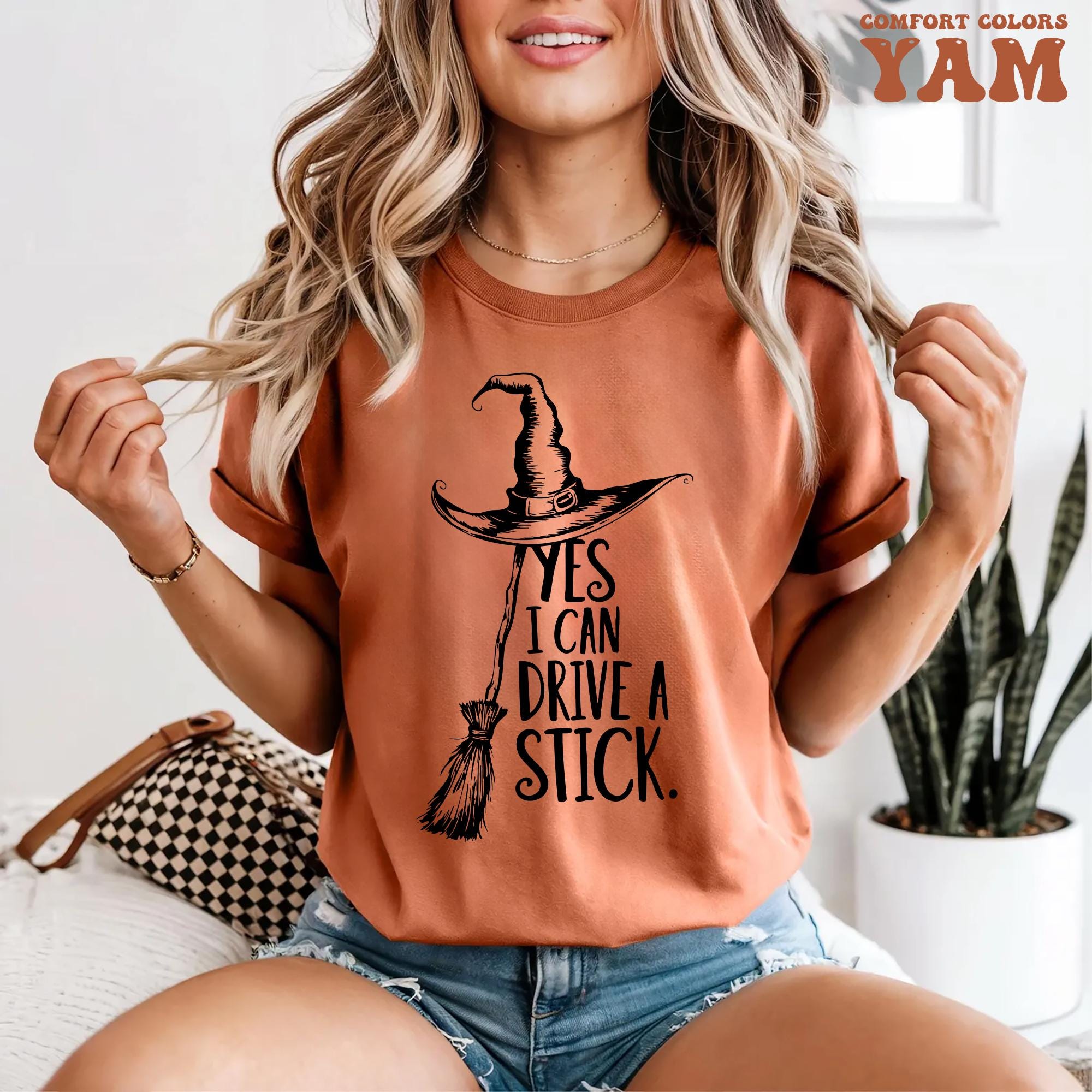 Yes Drive Stick Halloween Witch Tee Spooky Party Halloween Witchy (1)