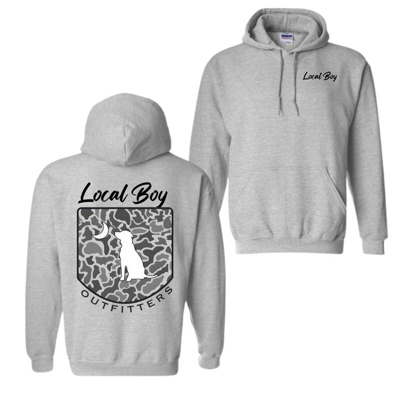 Local Boy Outfitters Hoodie Classic Camouflage Design Featuring a Dog and Moon Graphic, Ideal for Nature Lovers... (Image 4)