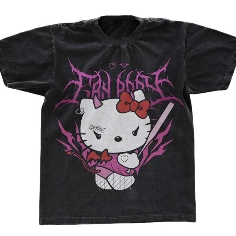 KITTY T-Shirt, Cute Shirt, Vintage Unisex Graphic T-Shirt LadyTop Underwear Tshirt Man Streetwear Tropical... (Image 3)