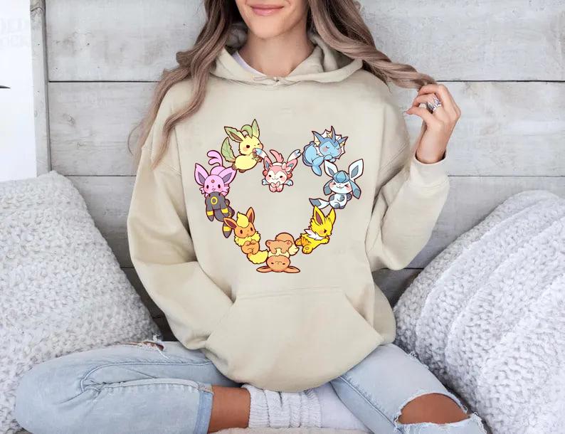 Eevee Evolution Sweatshirt, Slyveon, umbreon, Espeon, Flareon Anime, Vintage Anime Sweater, Anime lover gift,... (Image 5)
