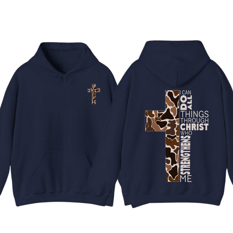 Christian Hoodie - Camo Cross Design with Philippians 413 Verse, Perfect for Faithful Believers and... (Image 9)