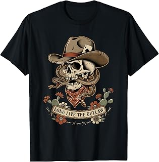 Western Gothic Cowboy Skull Outlaw Tattoo Unisex T-shirt, Sweatshirt, Hoodie (1)