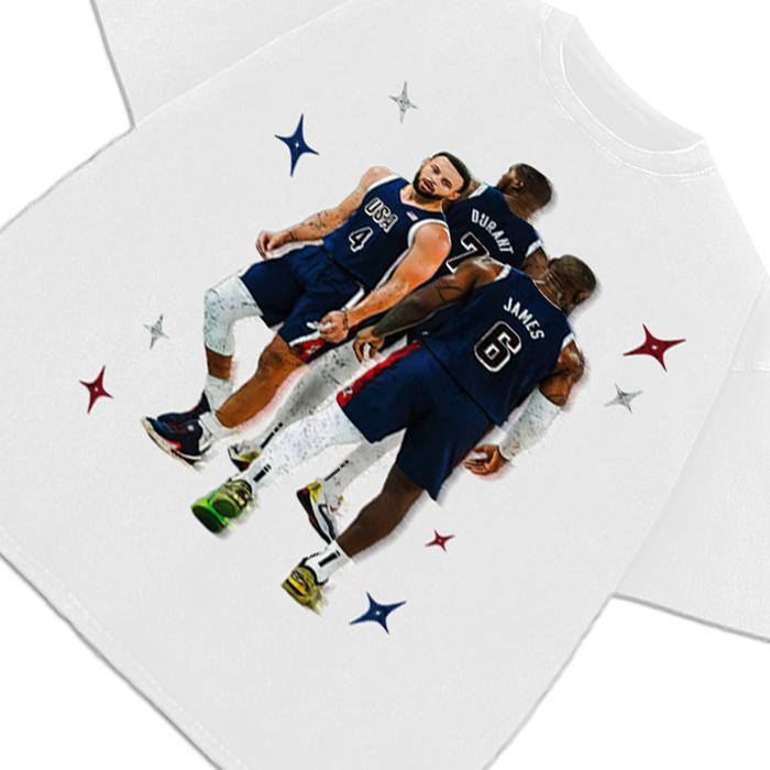 Stephen Curry Bron Durant BIG 3 USA World Champ Custom Graphic Tee Hoodie, Sweatshirt | PureTeeCo.com (Image 6)