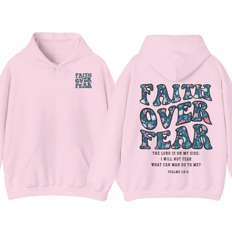 Faith Over Fear Christian Hoodie, Aesthetic Christian, Jesus Shirt, Church Hoodie,Cotton Fabic Soft Top Sweatshirt (Image 5)
