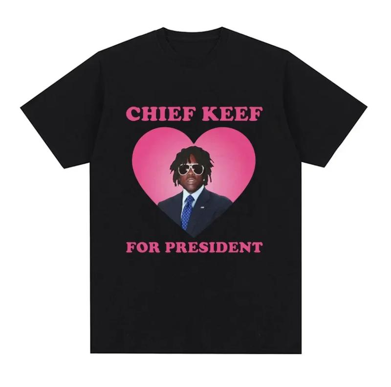 Rapper Chief Keef for President T Shirt Men Fashion Casual Short Sleeve T-shirt Aesthetic Vintage Oversized... (Image 1)
