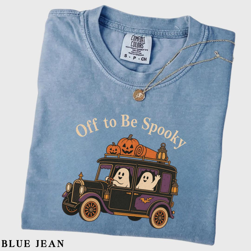 Off Spooky Ghos Halloween Tee Spooky Season Retro Ghost Trick Treat Ghost Driving Tee (2)