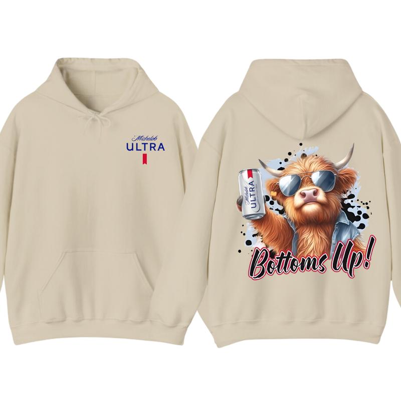 Michelob Ultra Bottoms Up Hoodie - Fun Bull Graphic with Beer Theme, Hoodie for Party Enthusiasts, Perfect for... (Image 4)