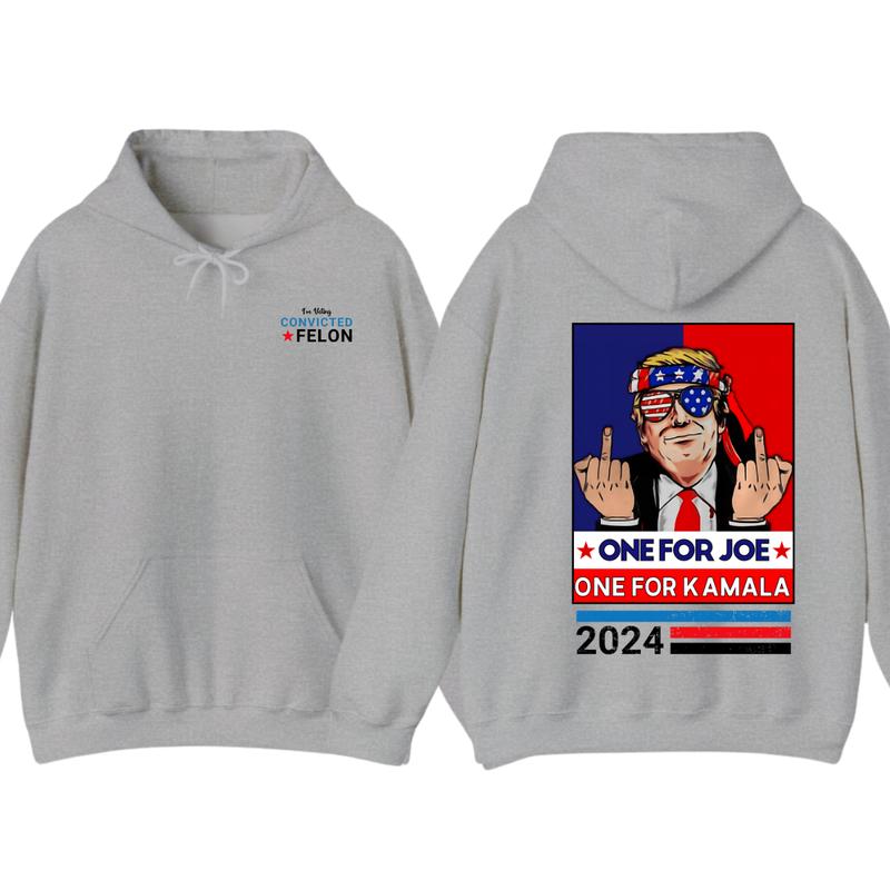 Trummmp Middle Fingers One For JOE One For Kamala 2024 2 Sided Hoodie, T-Shirt, Gift For Men And Woman, Trendy... (Image 4)