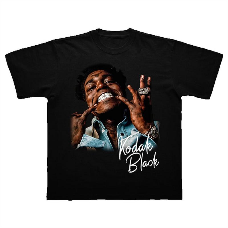 Kodakkk Black Shirt Vintage Hip Hop Rap shirt Men Women Cotton Short Sleeve Oversized T Shirt Streetwear... (Image 1)