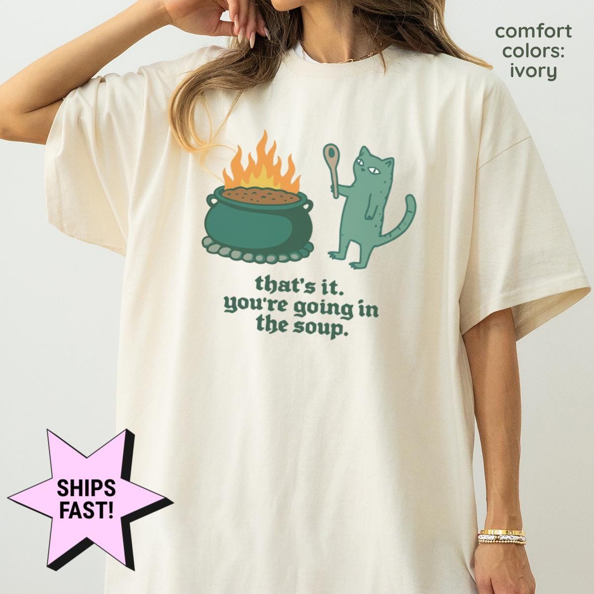 Comfort Colors Re Going Soup Weirdcore Dark Humor Tee Meme Sarcastic Cat Meme (1)