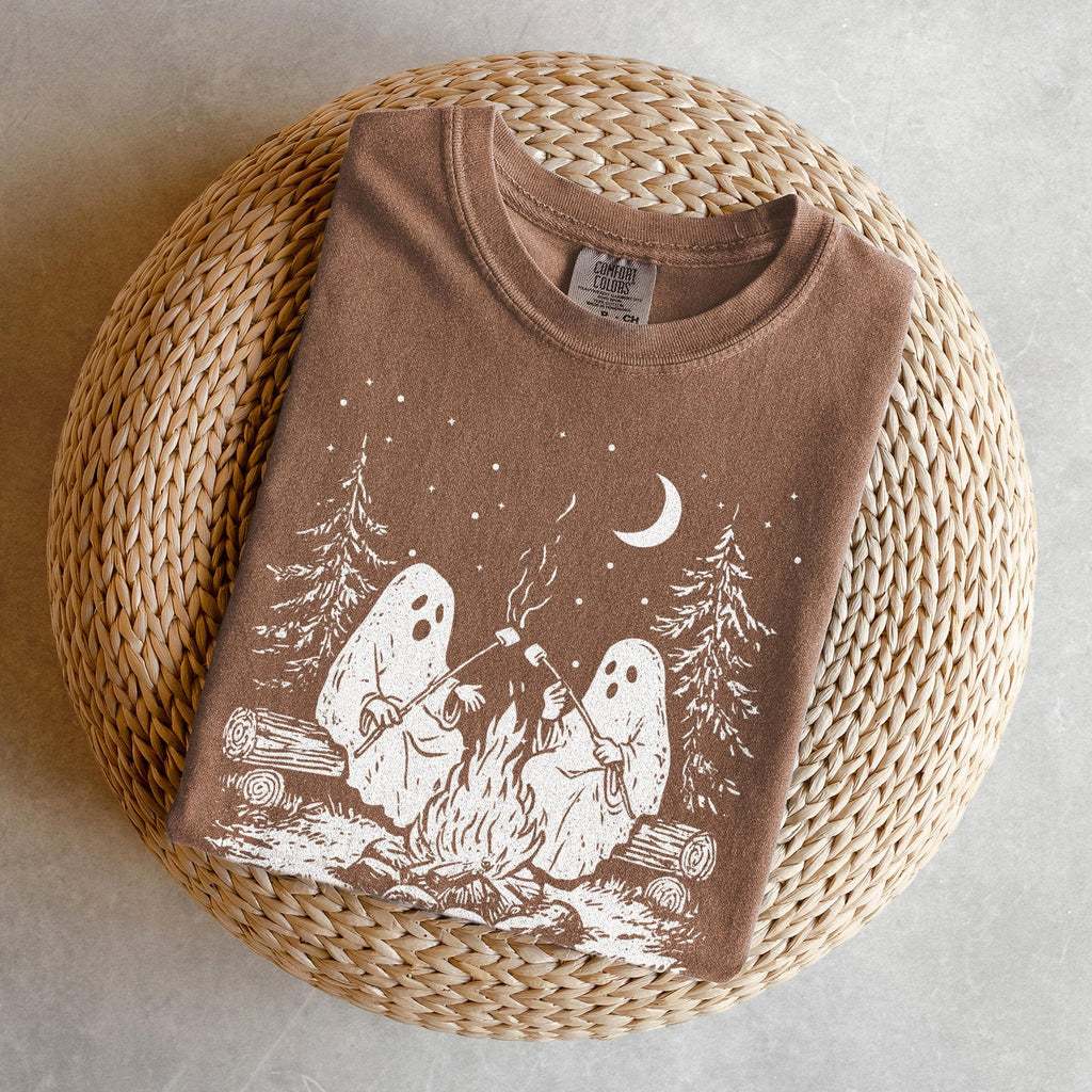 Ghost Stories Retro Halloween Ghost Comfort Colors Camping Spooky Season Fall Trick Treat Tee (2)