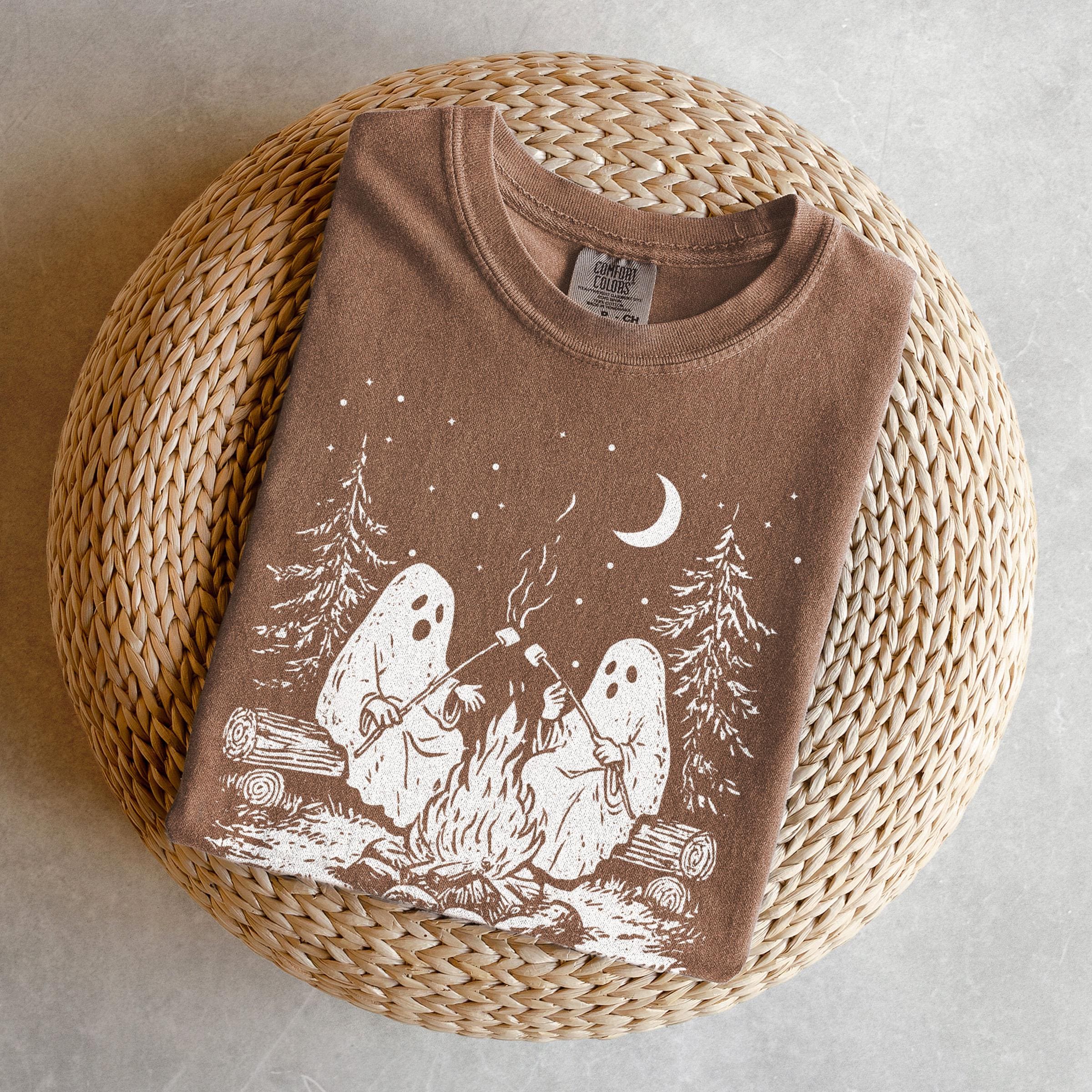 Ghost Stories Retro Halloween Ghost Comfort Colors Camping Spooky Season Fall Trick Treat Tee (2)