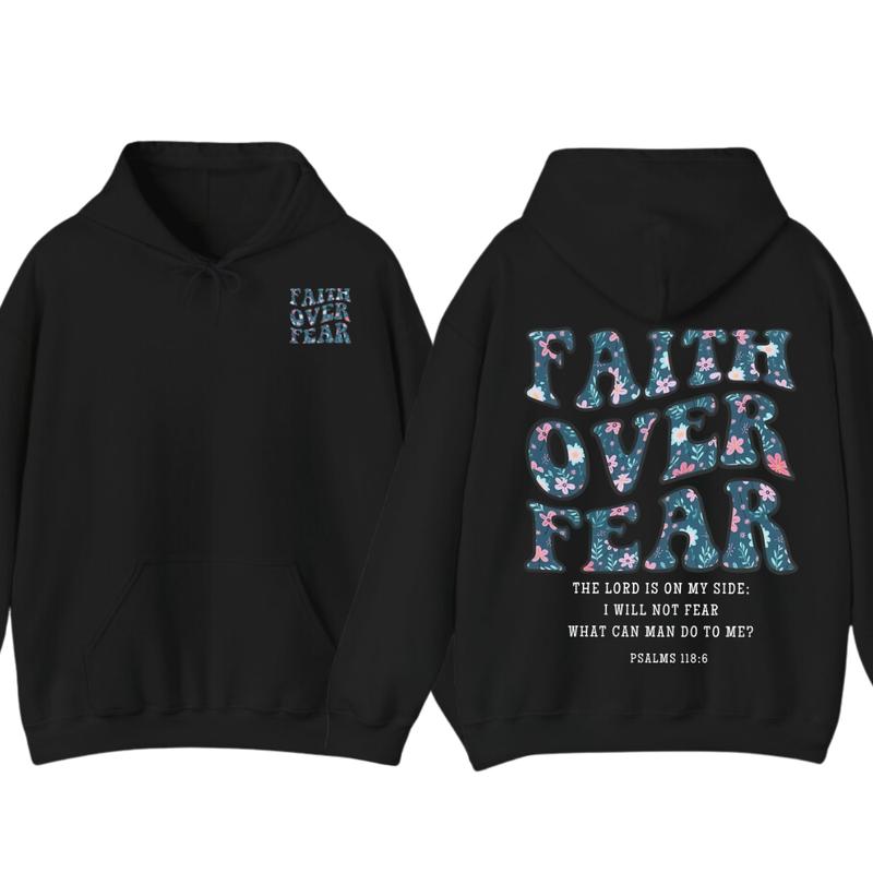 Faith Over Fear Christian Hoodie, Aesthetic Christian, Jesus Shirt, Church Hoodie,Cotton Fabic Soft Top Sweatshirt (Image 8)
