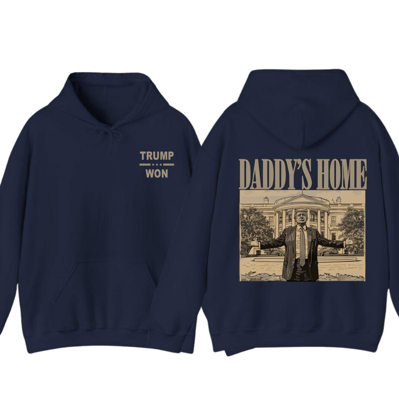 Trummp Daddy's Home 2024 Black Hoodie â€“ Bold Political Statement Design T-Shirts, Sweatshirt | PureTeeCo.com (Image 9)
