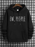 Letter Print Men's Drawstring Hoodie, Casual Pocket Sweatshirt, Spring & Fall Fashion Wear, Men's Wardrobe... (Image 1)