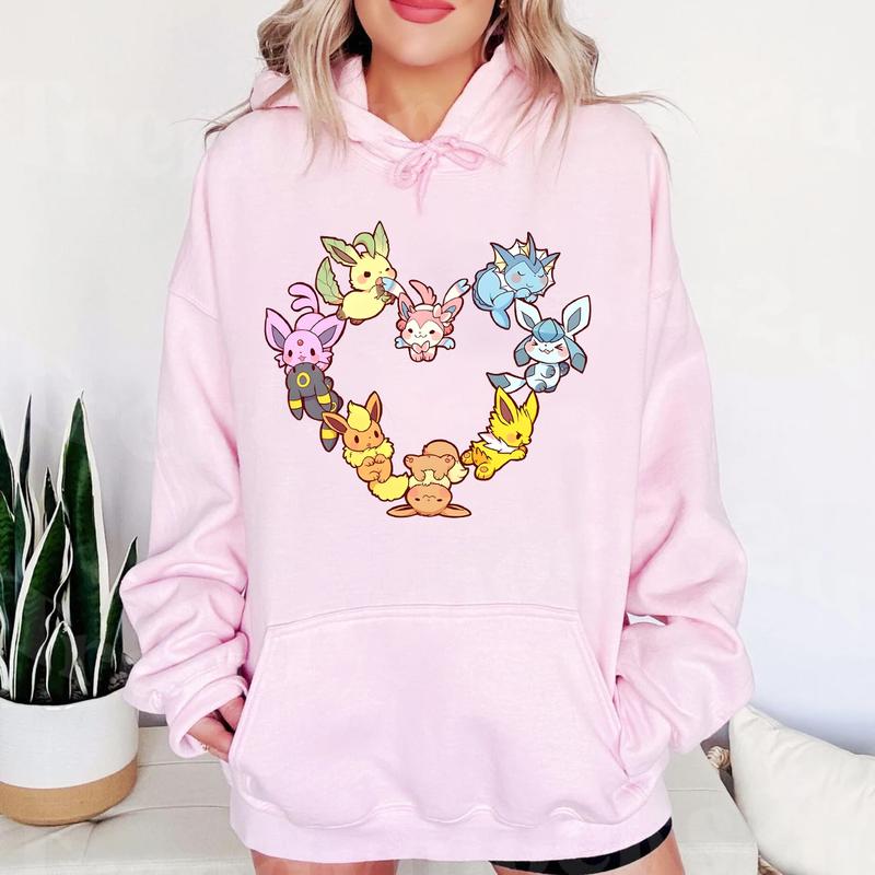 Eevee Evolution Sweatshirt, Slyveon, umbreon, Espeon, Flareon Anime, Vintage Anime Sweater, Anime lover gift,... (Image 2)