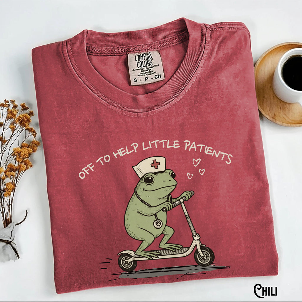 Comfort Colors Pediatrics Peds Nurse Garment-Dyed Tee Frog Off Help Little Patients Peds Humor (3)