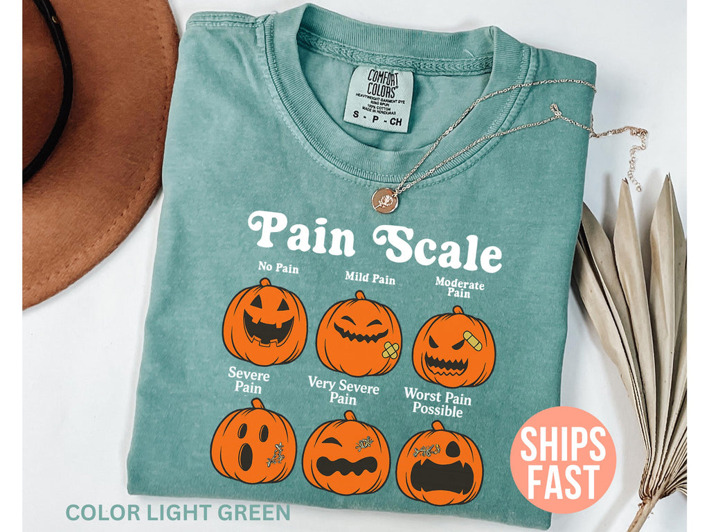 Comfort Colors Halloween Nurse Pain Scale Pumpkin Rn Pediatric Nurse Nicu Nurse Fall Registered Nurse (3)