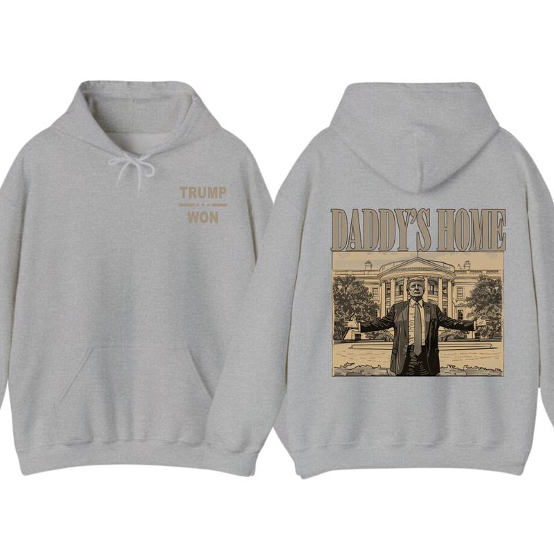 Trummp Daddy's Home 2024 Black Hoodie â€“ Bold Political Statement Design T-Shirts, Sweatshirt | PureTeeCo.com (Image 4)