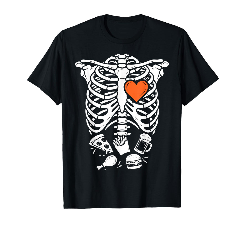 Halloween Skeleton Pregnancy Xray Dad Pizza Unisex T-shirt, Sweatshirt, Hoodie (1)