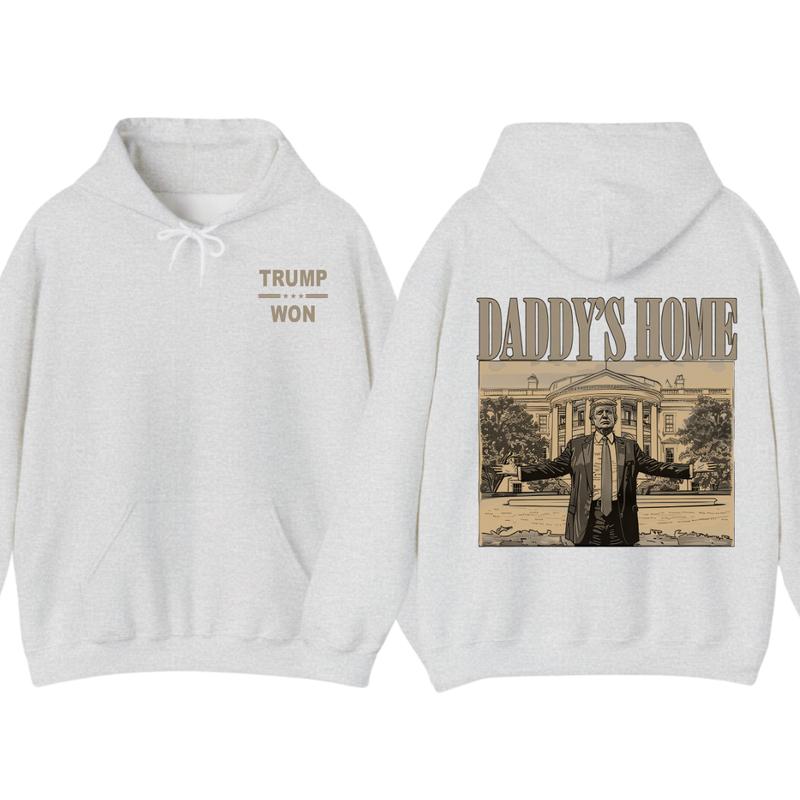 Trummp Daddy's Home 2024 Black Hoodie â€“ Bold Political Statement Design T-Shirts, Sweatshirt | PureTeeCo.com (Image 3)
