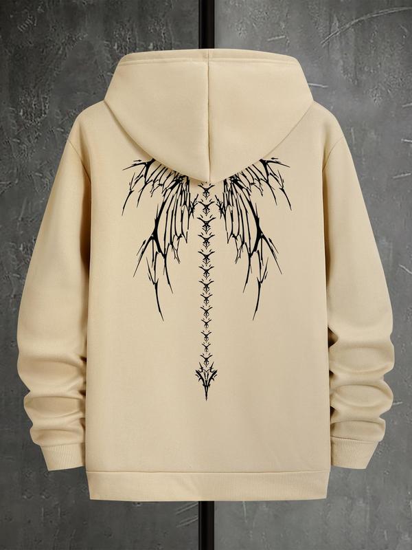 Men's Angel Wings Print Hoodie, Fashion Casual Regular Fit, Drawstring Pocket Sweatshirt for Outdoor Daily... (Image 5)