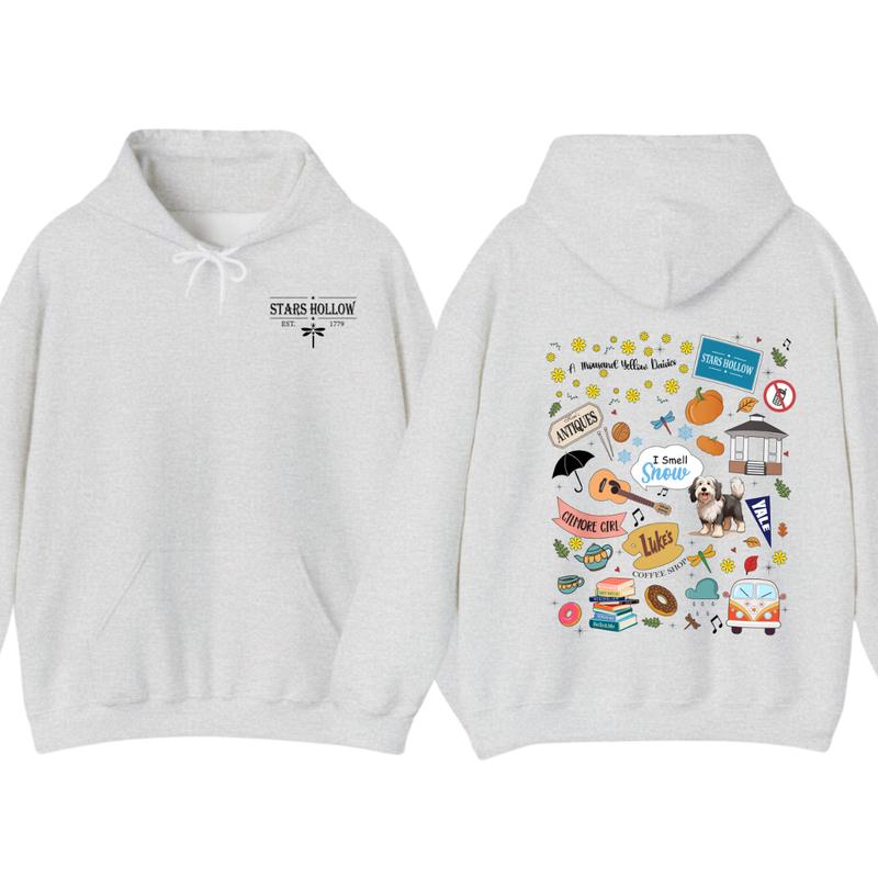 Stars Hollow Hoodie, Lukes Diner, Gilmore Girl tshirt Eras, Fall Comfort Womenswear Sweatshirt | PureTeeCo.com (Image 3)