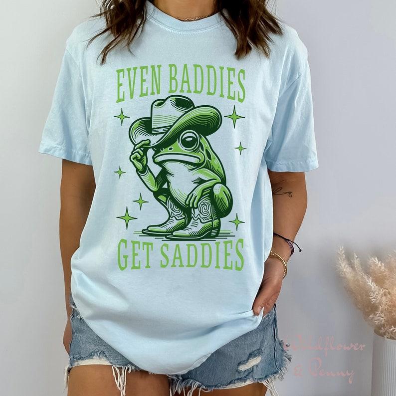 Even Baddies Get Saddies Funny Frog Meme Shirt Weirdcore Tee Ironic TShirts Hoodie, Sweatshirt | PureTeeCo.com (Image 2)