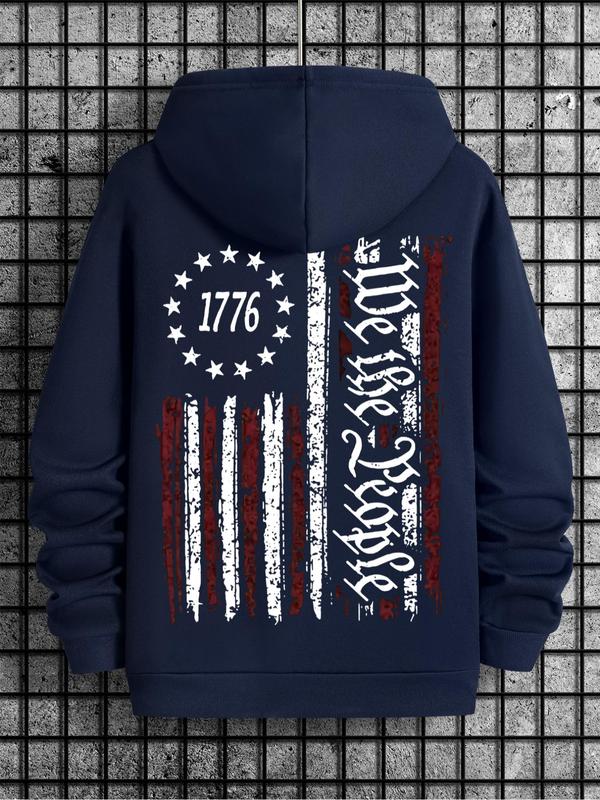 Graphic Drop Shoulder Men's Essentials Hoodie for Fall, Drawstring Pocket Sweatshirt, Holiday Fashion Men's... (Image 2)
