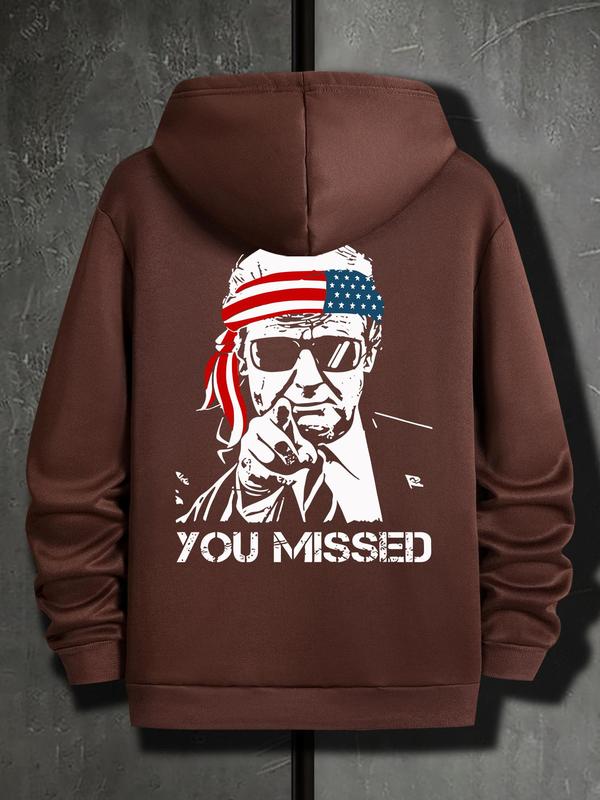 Men's American Flag Print Drawstring Hoodie, Casual Regular Fit Sweatshirt for Spring & Fall, Daily Wear... (Image 7)