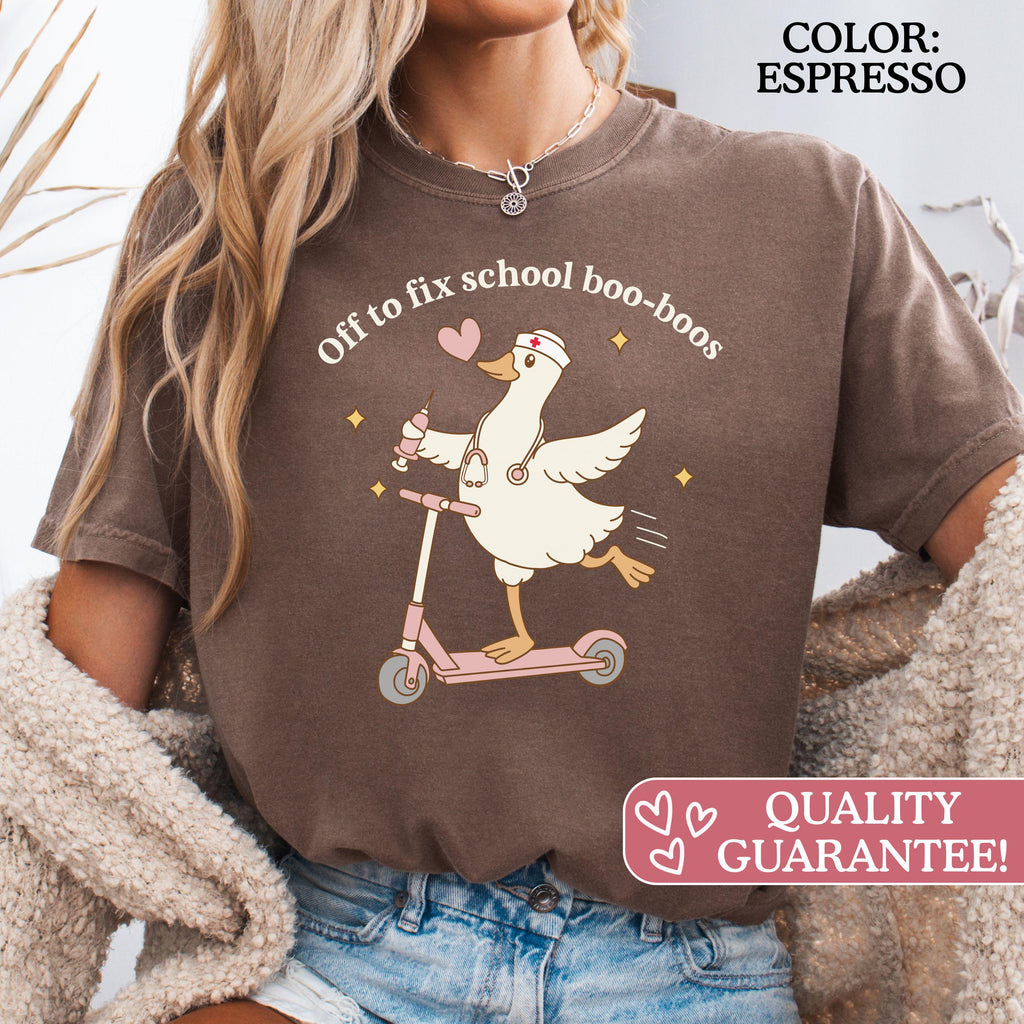 Comfort Colors School Nurse Back School Goose Scooter School Rn Tee Nursing Week (3)