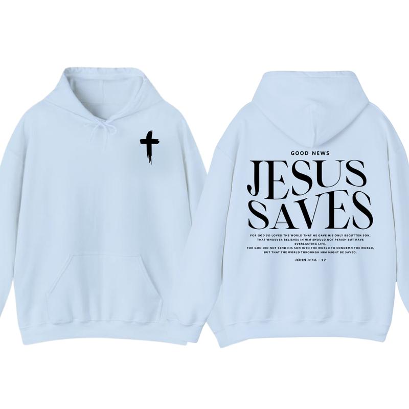 Jesus Saves John 316-17 Front and Back Print Christian Pullover Hoodie Full Color, for Men Women T-Shirts,... (Image 7)