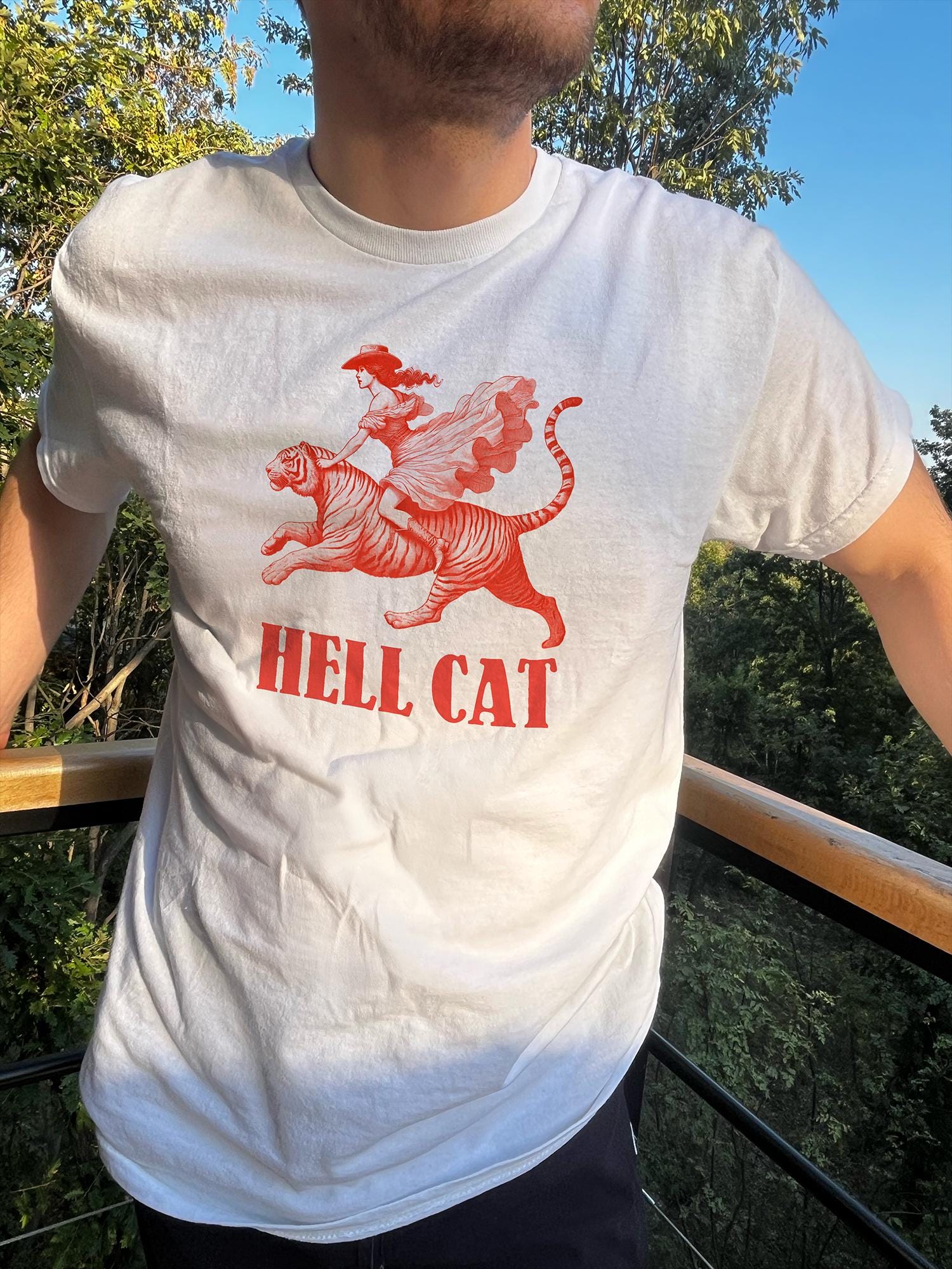 Vintage Cowgirl Hell Cat Western Retro Tiger Unisex T-shirt, Sweatshirt, Hoodie (3)