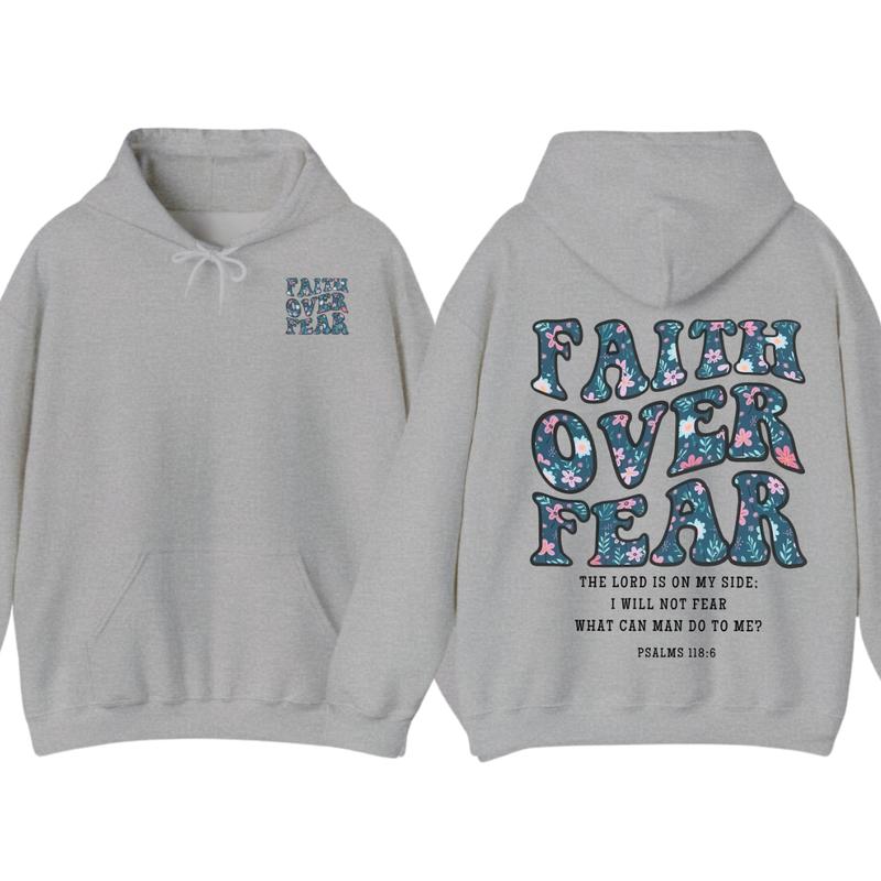 Faith Over Fear Christian Hoodie, Aesthetic Christian, Jesus Shirt, Church Hoodie,Cotton Fabic Soft Top Sweatshirt (Image 4)