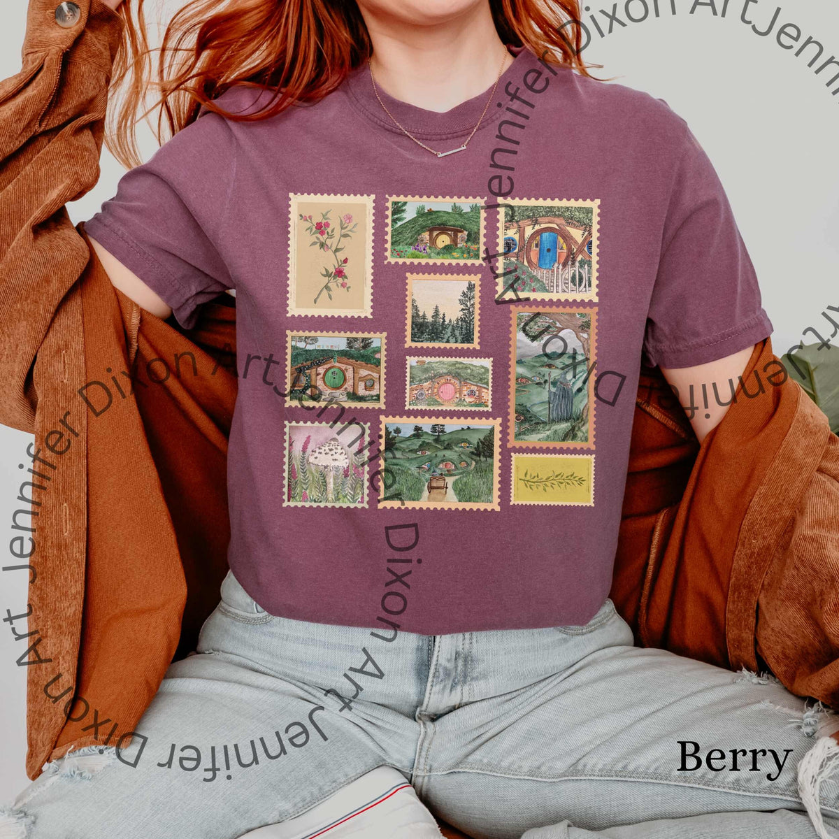 Tolkien Inspired Fantasy Shire Vintage Stamp Bookish Fellowship Tolkien Comfort Colors Nerdy Fan (4)