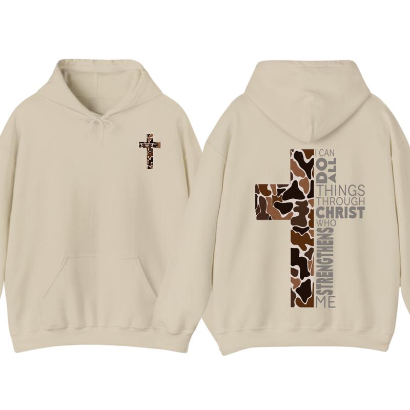 Christian Hoodie - Camo Cross Design with Philippians 413 Verse, Perfect for Faithful Believers and... (Image 5)