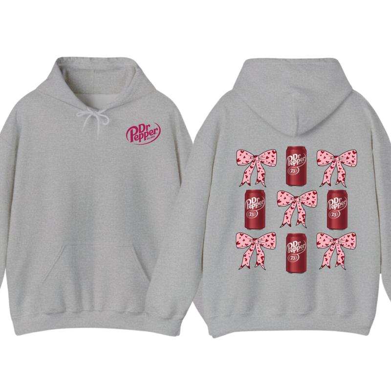 Dr Pepper Coquette Bow Pink  T-Shirt Hoodie, Full color, unisex Sweatshirt | PureTeeCo.com (Image 4)