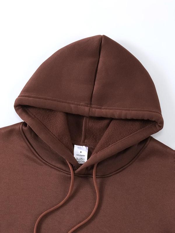 Men's Letter Print Drop Shoulder Essentials Hoodie, Pocket Drawstring Sweatshirt for Versatile Men's Fashion,... (Image 7)