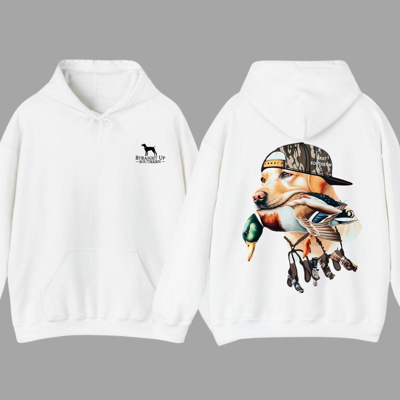 Bold Hunting Dog with Duck Graphic, Perfect for Outdoor Enthusiasts and Waterfowl Hunters, Unisex Hoodie... (Image 1)
