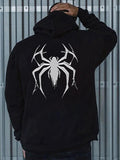 Men's Spider Print Hoodie, Casual Regular Fit Sweatshirt, Drawstring Pocket for Men's Daily Wear, Spring & Fall... (Image 1)