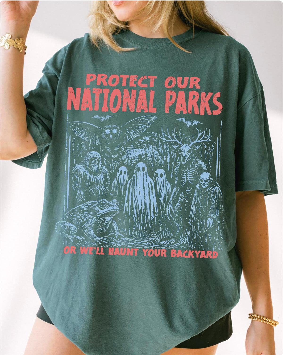 Cryptid Creatures National Parks Comfort Colors 90s Protect Parks Vintage Camping Hiking Tee (4)