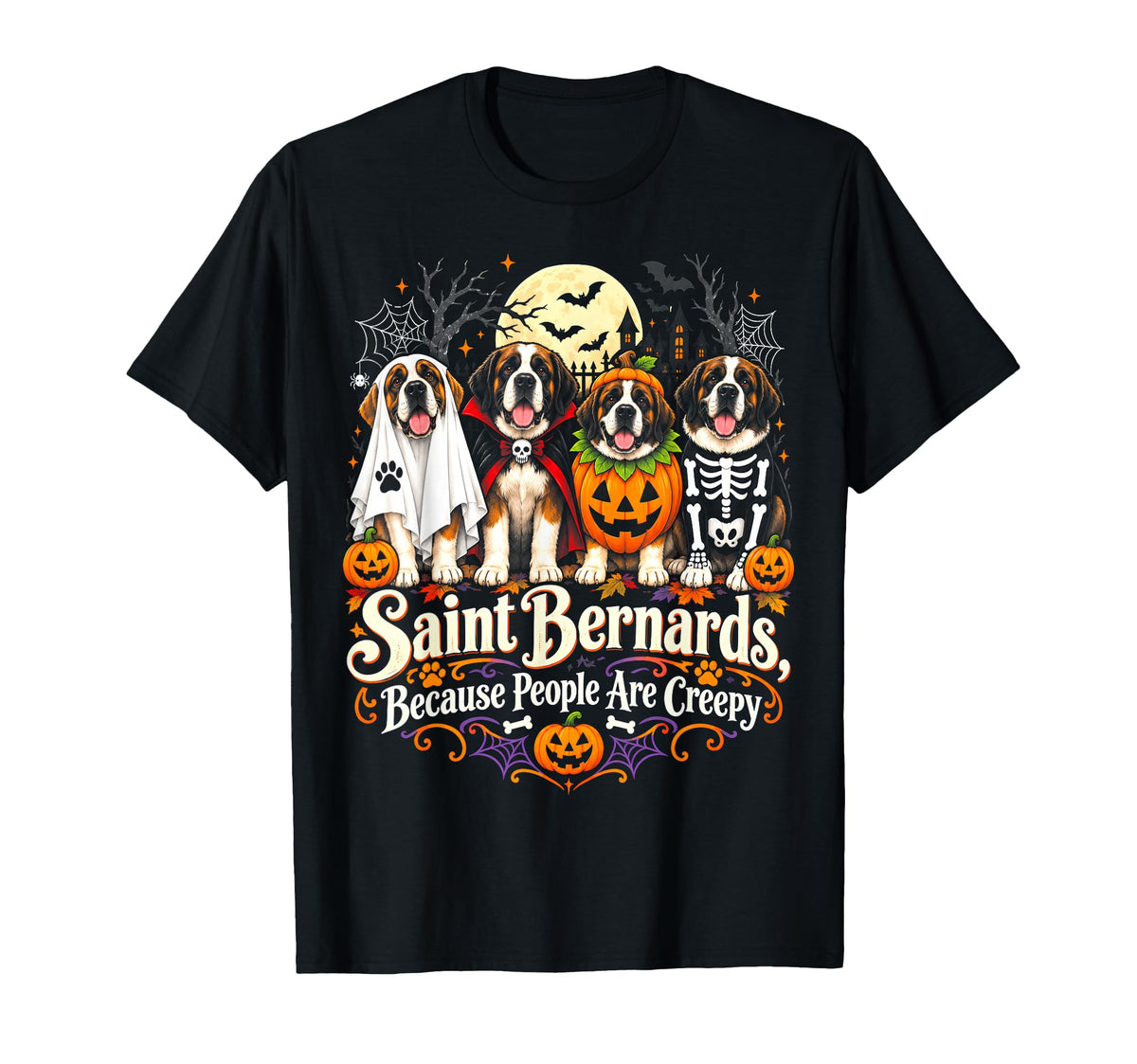 Saint Bernards Because People Creepy Halloween Dog Unisex T-shirt, Sweatshirt, Hoodie (1)