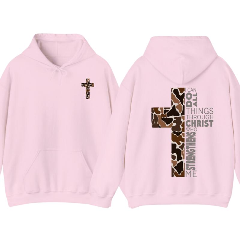 Christian Hoodie - Camo Cross Design with Philippians 413 Verse, Perfect for Faithful Believers and... (Image 6)