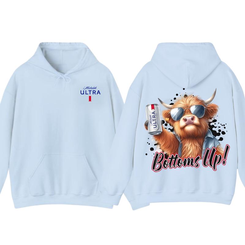 Michelob Ultra Bottoms Up Hoodie - Fun Bull Graphic with Beer Theme, Hoodie for Party Enthusiasts, Perfect for... (Image 6)
