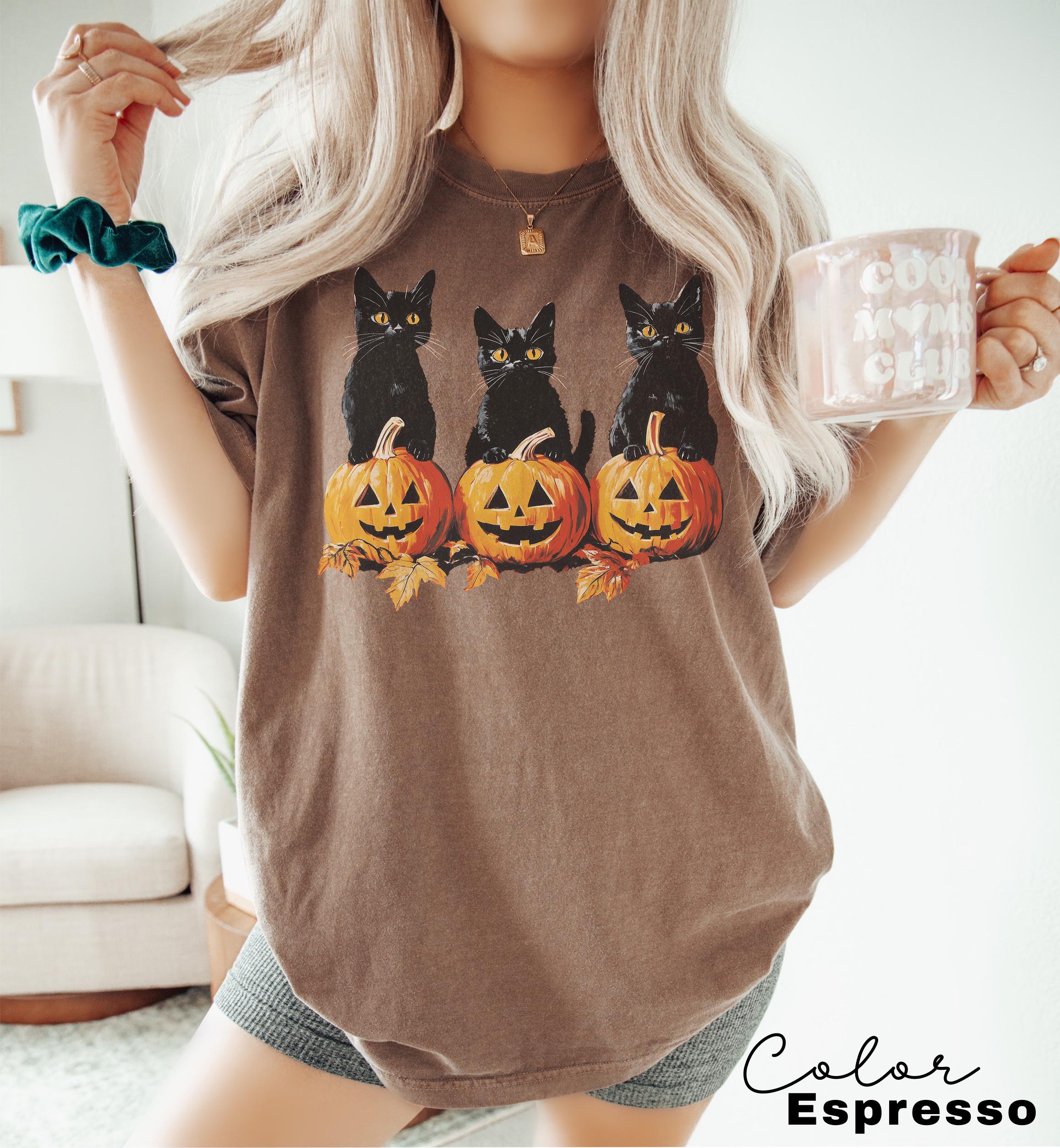 Spooky Cat Halloween Vintage 90s Halloween Ca Retro Ca Halloween Black Cat Halloween Tee Spooky Season (4)