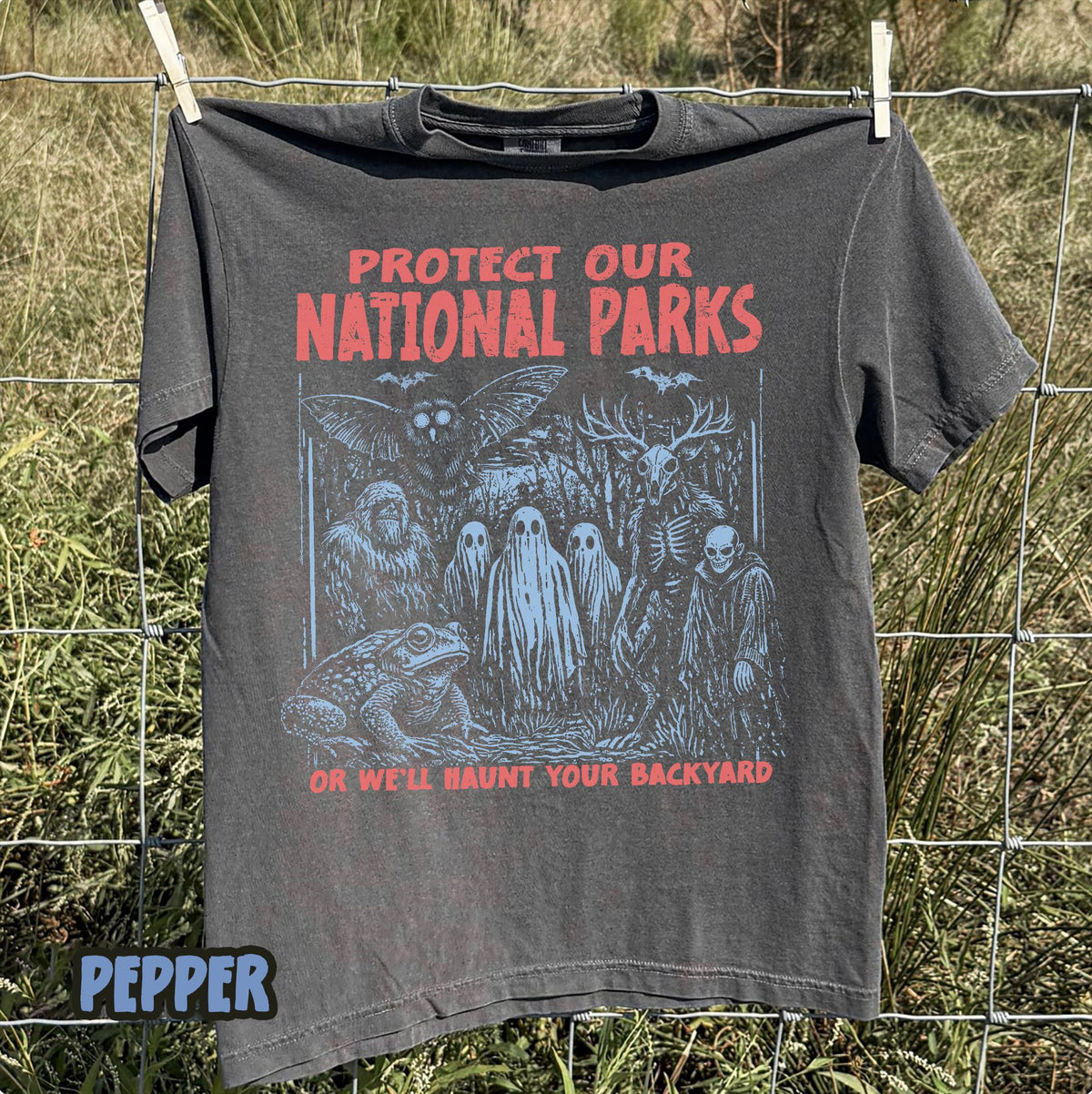 Cryptid Creatures National Parks Comfort Colors 90s Protect Parks Vintage Camping Hiking Tee (2)