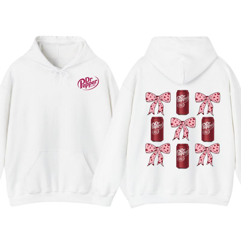 Dr Pepper Coquette Bow Pink  T-Shirt Hoodie, Full color, unisex Sweatshirt | PureTeeCo.com (Image 2)